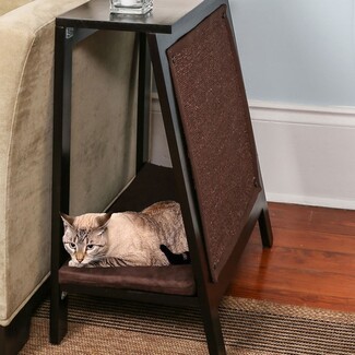 Side Table A-Frame Design Integrated Scratching Surface
