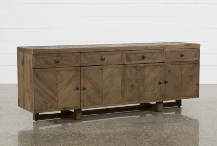 Sideboard Buffet Chevron Wood Herringbone Cabinet