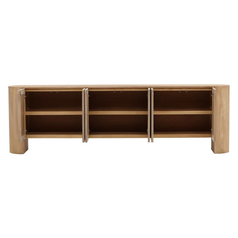 Sideboard Cabinet 111 Inch Curved Wood Buffet