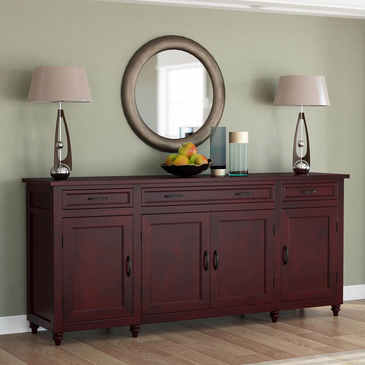 Sideboard Cabinet Extra Long Design With Turned Bun Feet