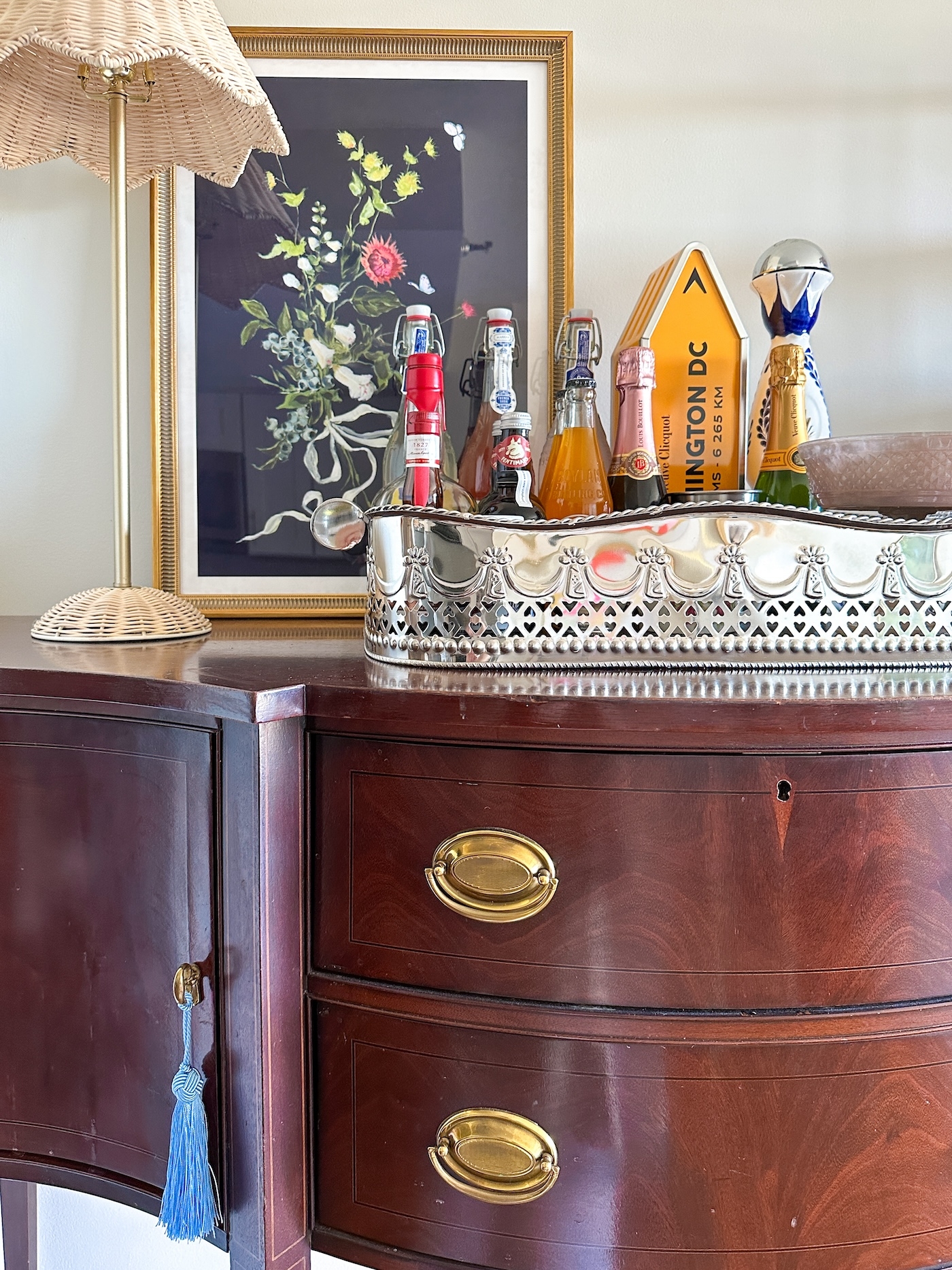 Sideboard In Mahogany Red With Bow Front And Inlays