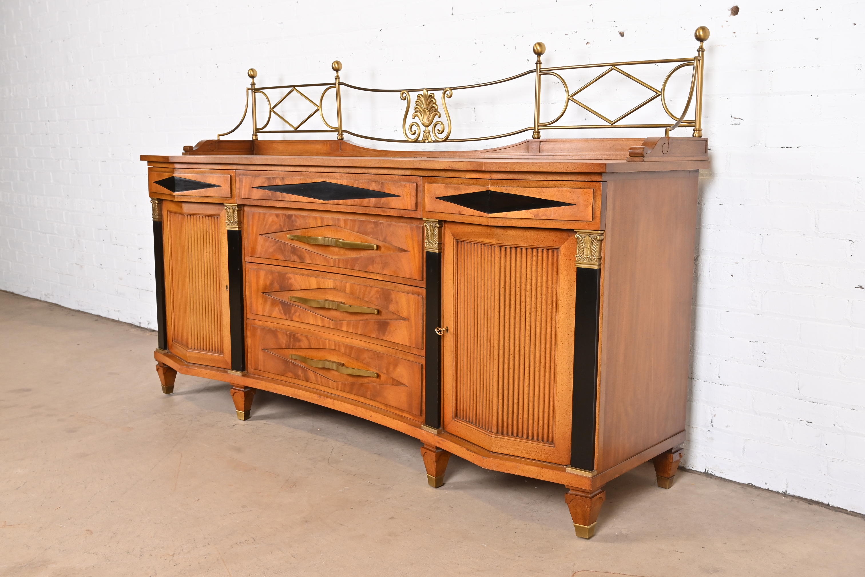 Sideboard With Brass Gallery Rail And Fluted Doors