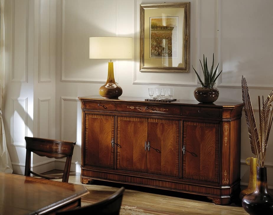 Sideboard With Marquetry Details And Luxury Brass Locks