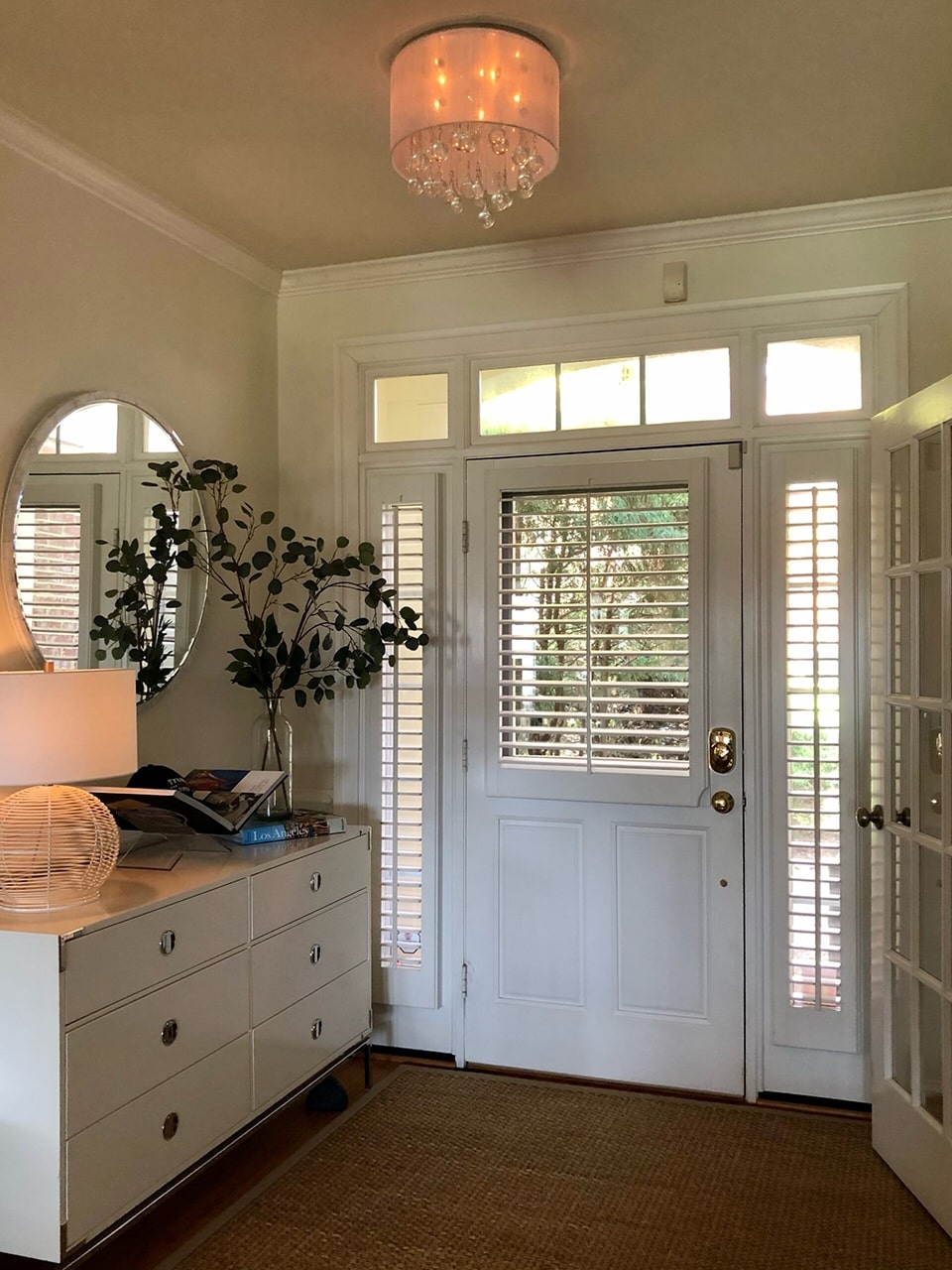 Sidelight Shutters Plantation Slats White Trim Coordination
