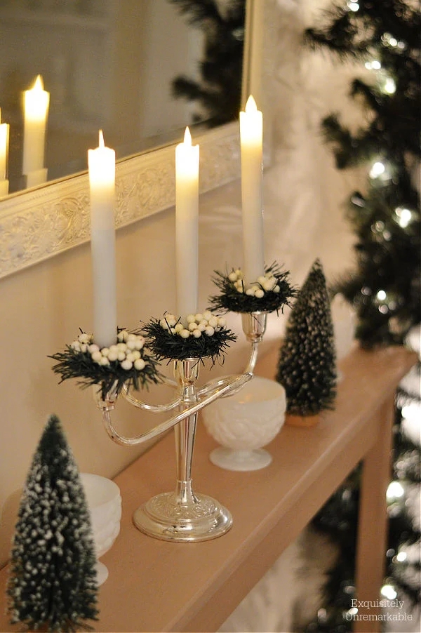 Silver Candelabra Silver Three Arm Berry Rings Elegant Holiday Display
