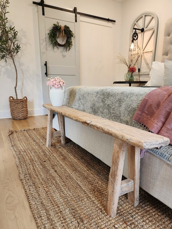 Skinny Bench with Noodle Profile and Weathered Blonde Wood