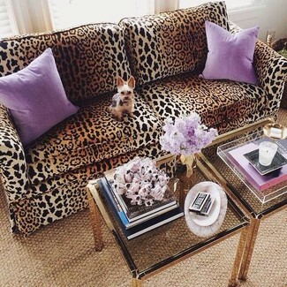 Skirted Sofa with Lavender Accents and Palm Beach Glam Interiors