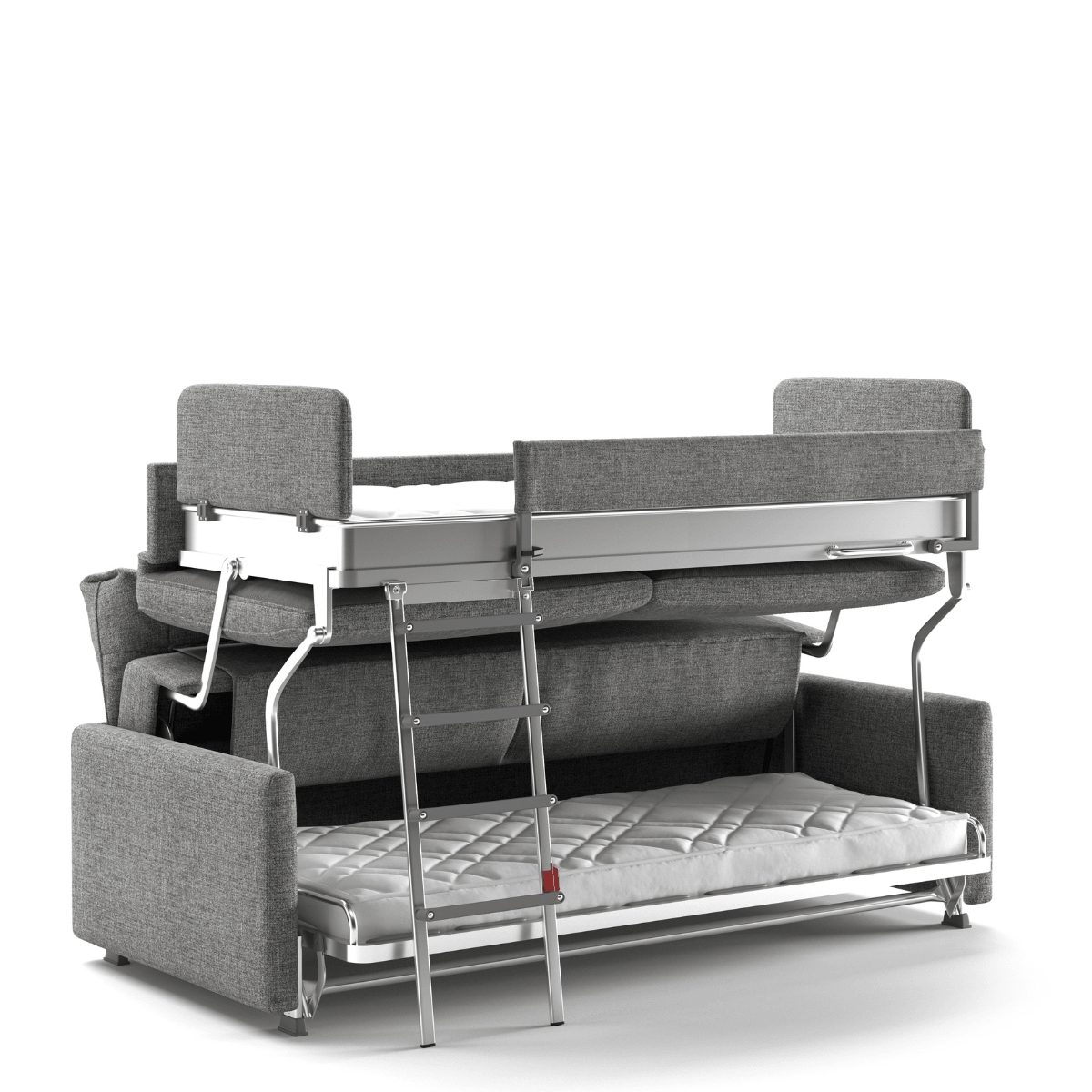 Sleeper Sofa Integrated Ladder Heather Grey Metal.