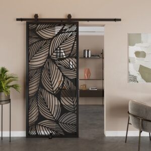 Sliding Barn Door Botanical Cutout Decorative Screen Door