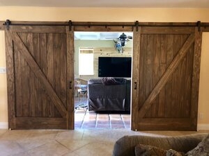 Sliding Barn Doors Walnut Brown Z-Frame Interior Partition