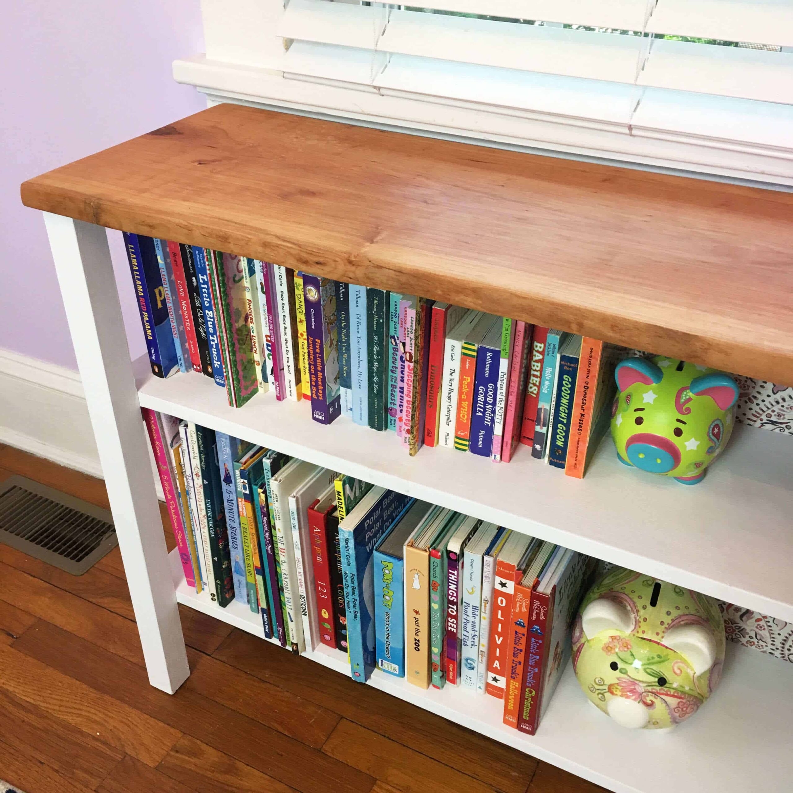 Slim Bookcase Patterned Back Panel Narrow Depth Three Tier