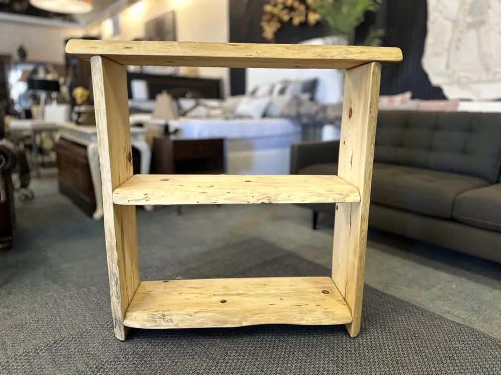 Small Bookcase Blonde Pine Wood Rustic Three Tier Shelf