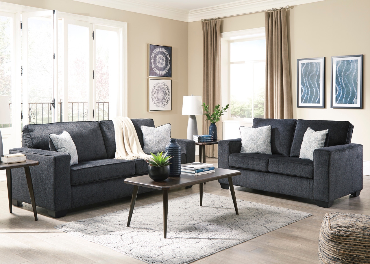 Sofa 95 Inch Wide Dark Gray Track Arm Seating