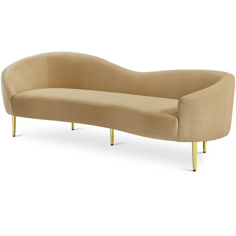 Sofa Asymmetrical Back Gold Metal Tapered Legs Decor