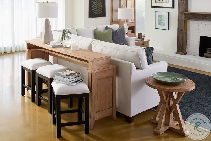 Sofa Bar Table Hickory Finish Behind Sofa Console Seating