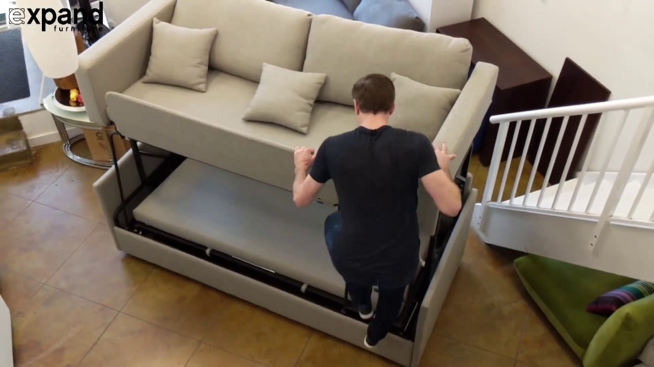 Sofa Bunk Bed Sofa to Bunk Mechanism Warm Beige.