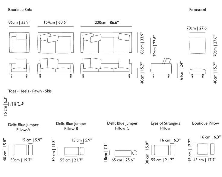 Sofa Collection Leg Types: Boutique Sofa Dimensions