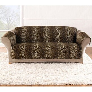 Sofa Cover with Full Arm Coverage and Velvet Animal Print Slipcover