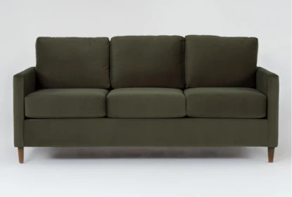 Sofa Retro Track Arm Tapered Wood Leg Moss Couch