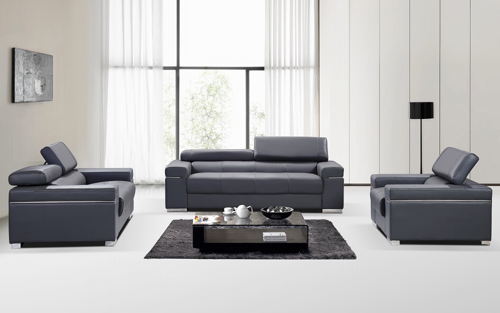 Sofa Set with Adjustable Headrests and Minimalist Seating