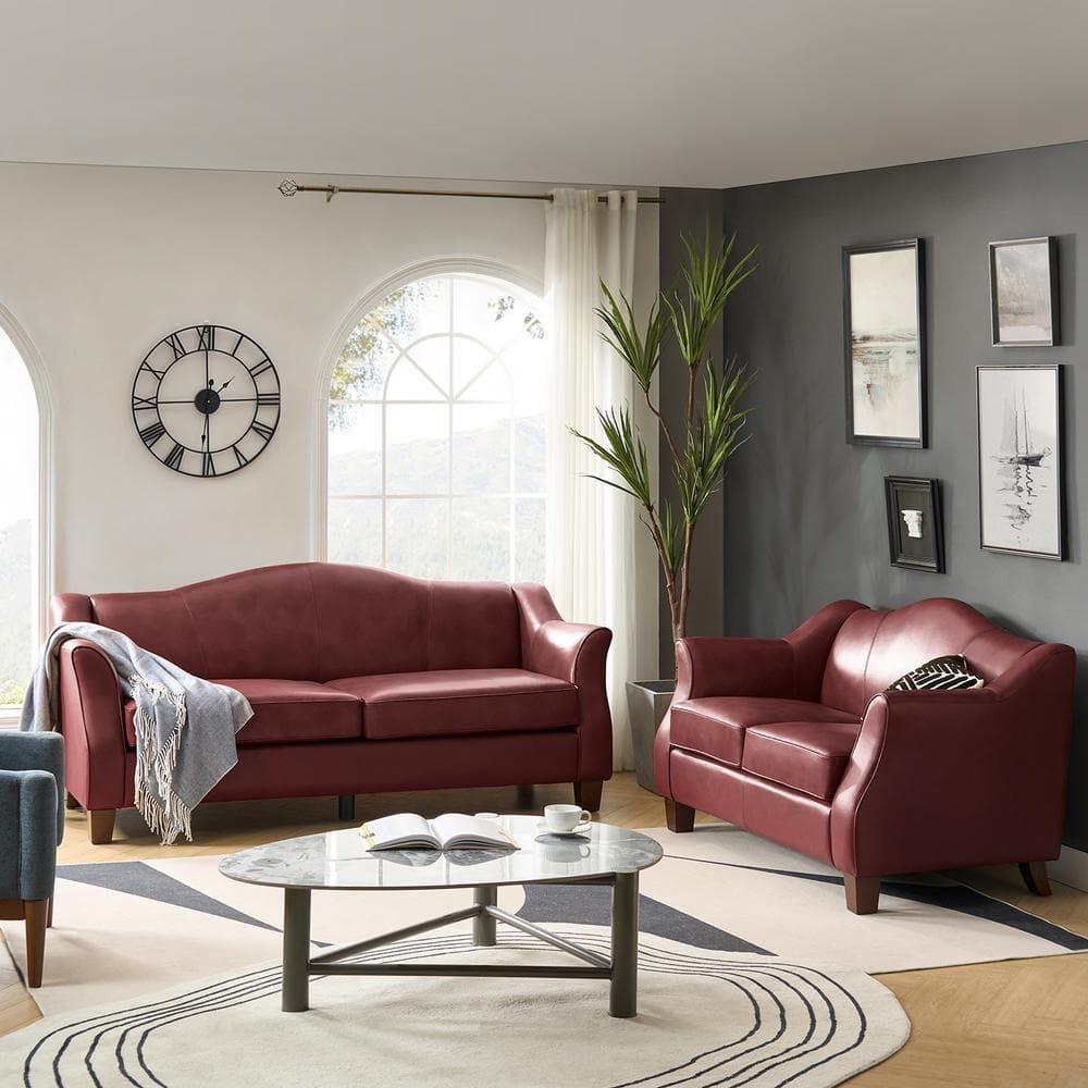 Sofa Set with Arched Silhouette and Arched Back Two Piece Couch