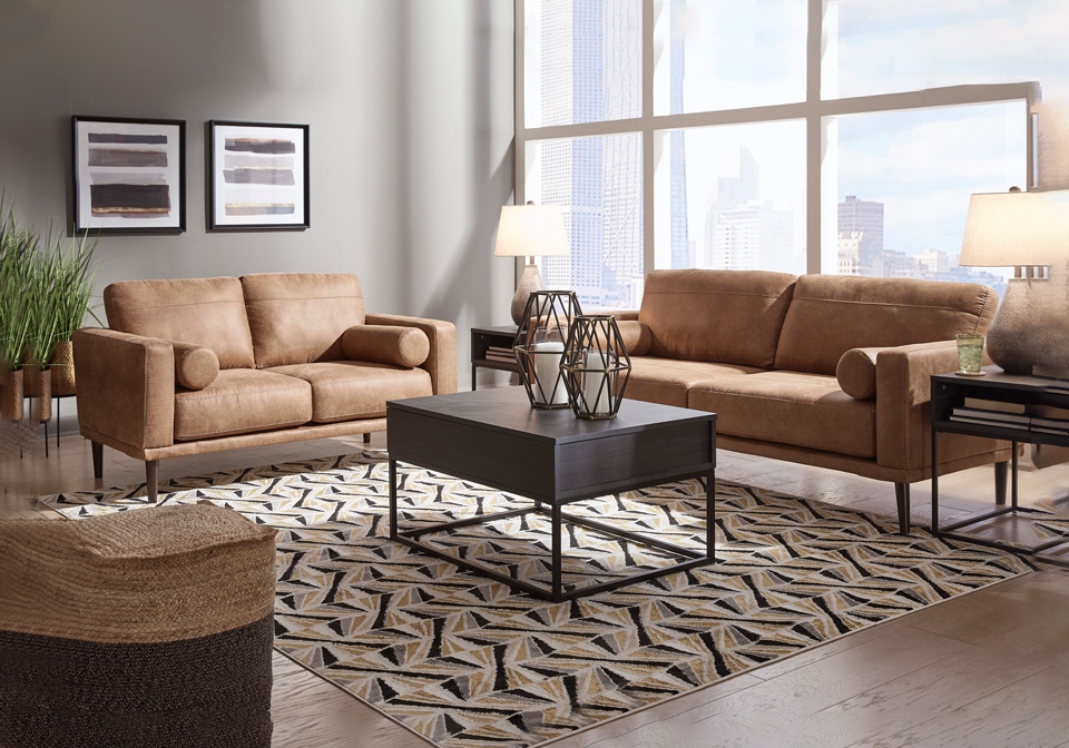 Sofa Set with Cylindrical Bolsters for High-Rise Rooms