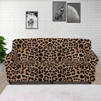 Sofa Slipcover in Stretch Fit Fabric with Cheetah Print Sofa Cover