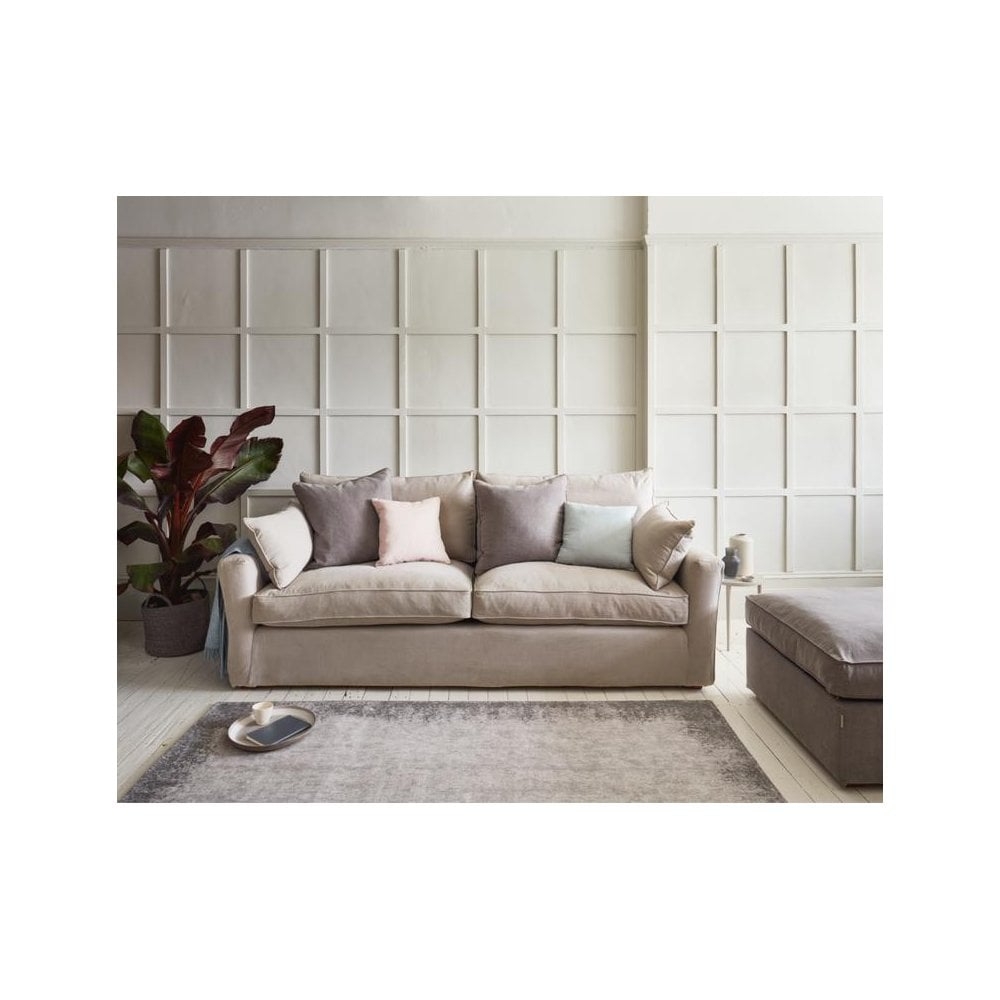 Sofa: Slipcover Style Square Grid Panel Plush Accent Sofa