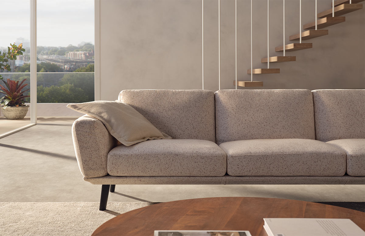Sofa Speckled Upholstery and Tapered Metal Legs