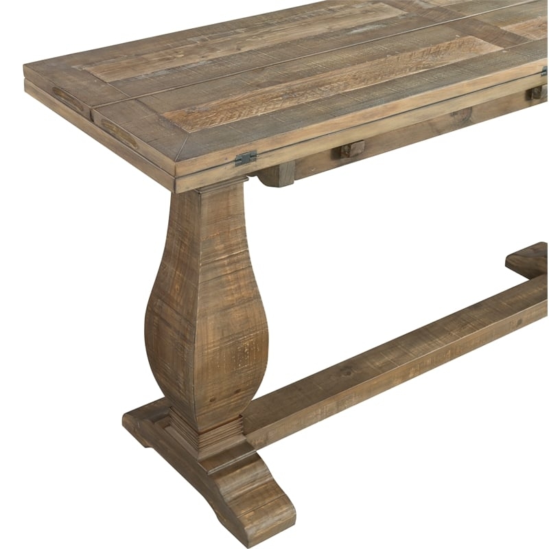 Sofa Table Reclaimed Natural Pedestal Flip Top Brown