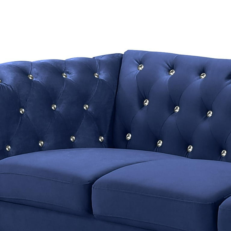Sofa with Crystal Studs and Diamond Pattern Velvet