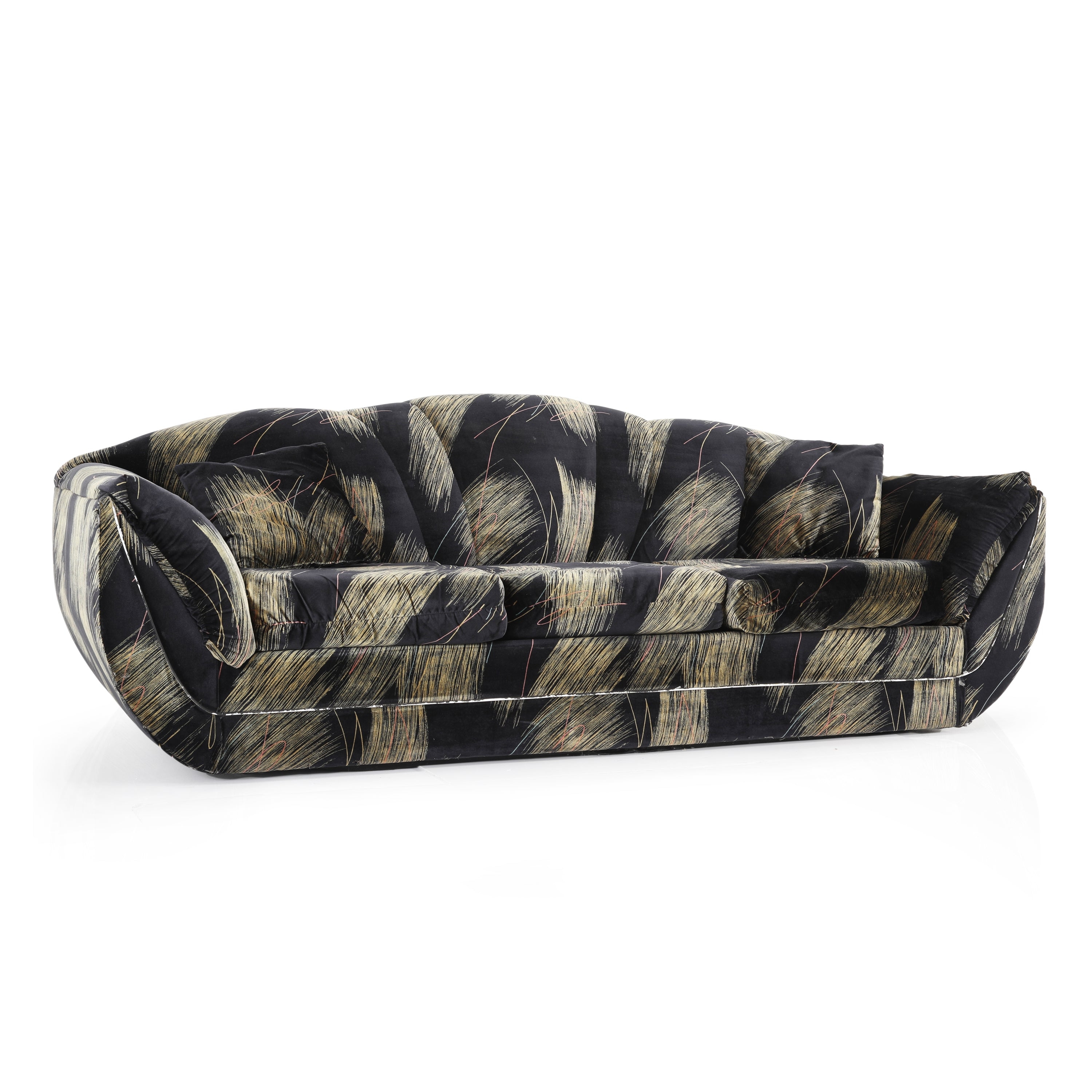 Sofa with Scalloped Shell Back and Abstract Brushstrokes