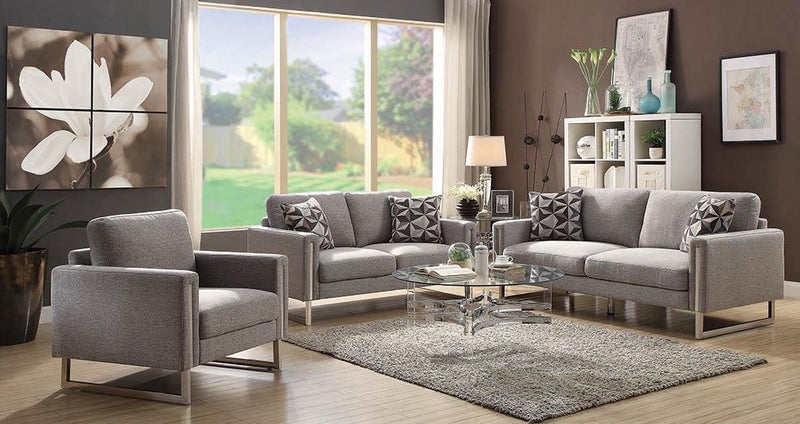 Sofa with Silver Sled Base Frame and Contemporary Fabric