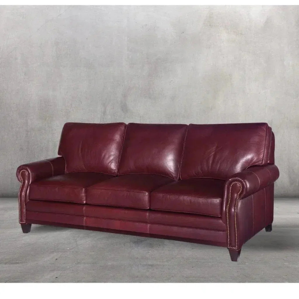 Sofa with Tapered Wood Legs and Traditional Nailhead Couch