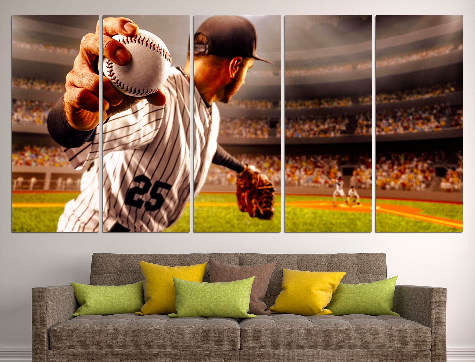Split Canvas Art: 5 Piece Design Pitcher Graphic