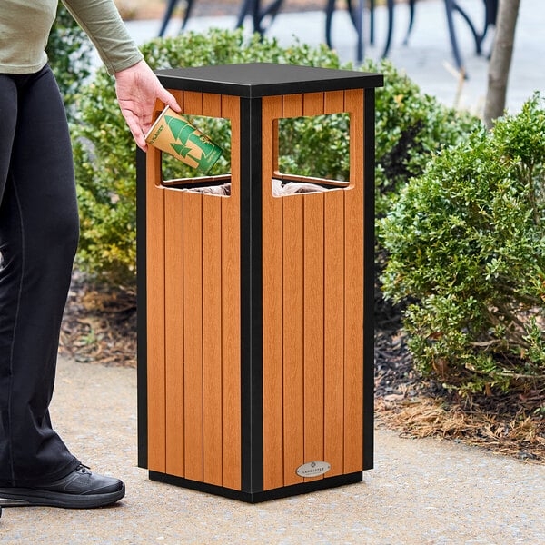 Square Outdoor Trash Can Square Wood Composite Trash Can