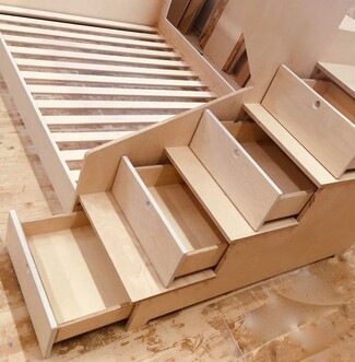 Staircase Bunk Bed Pale Blonde Circular Finger Pulls