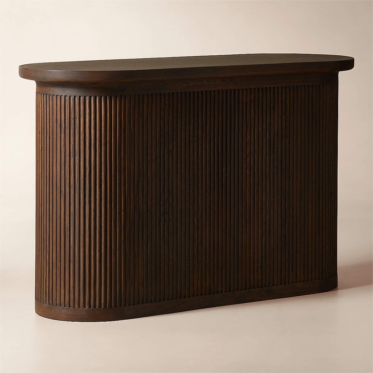 Standing Bar with Vertical Fluted Wood Design and Oak