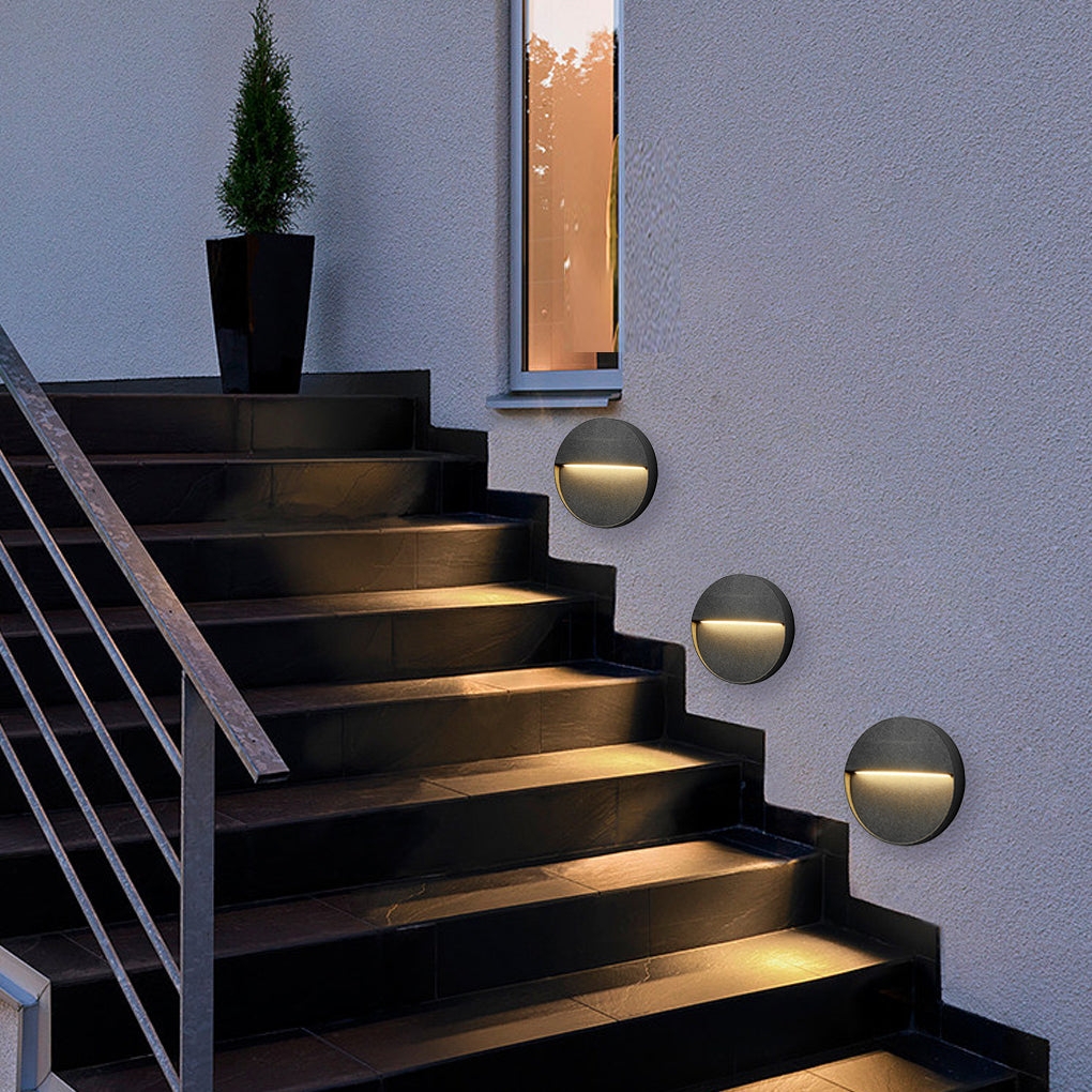 Step Light Matte Charcoal Finish and Round Outdoor Step Lights