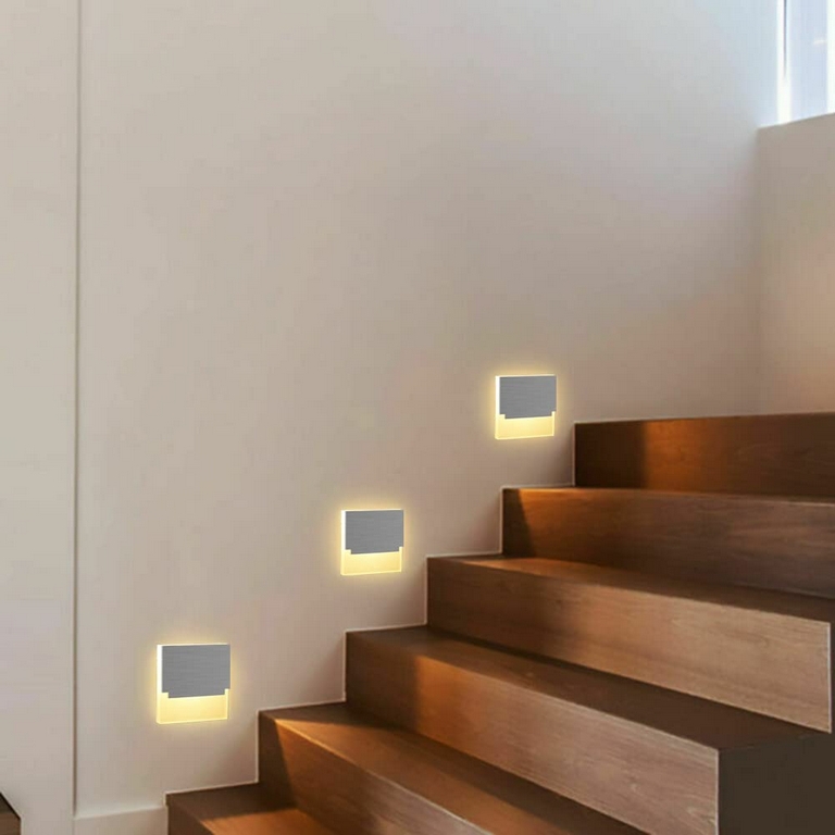 Step Light textured faceplate and stair step lighting