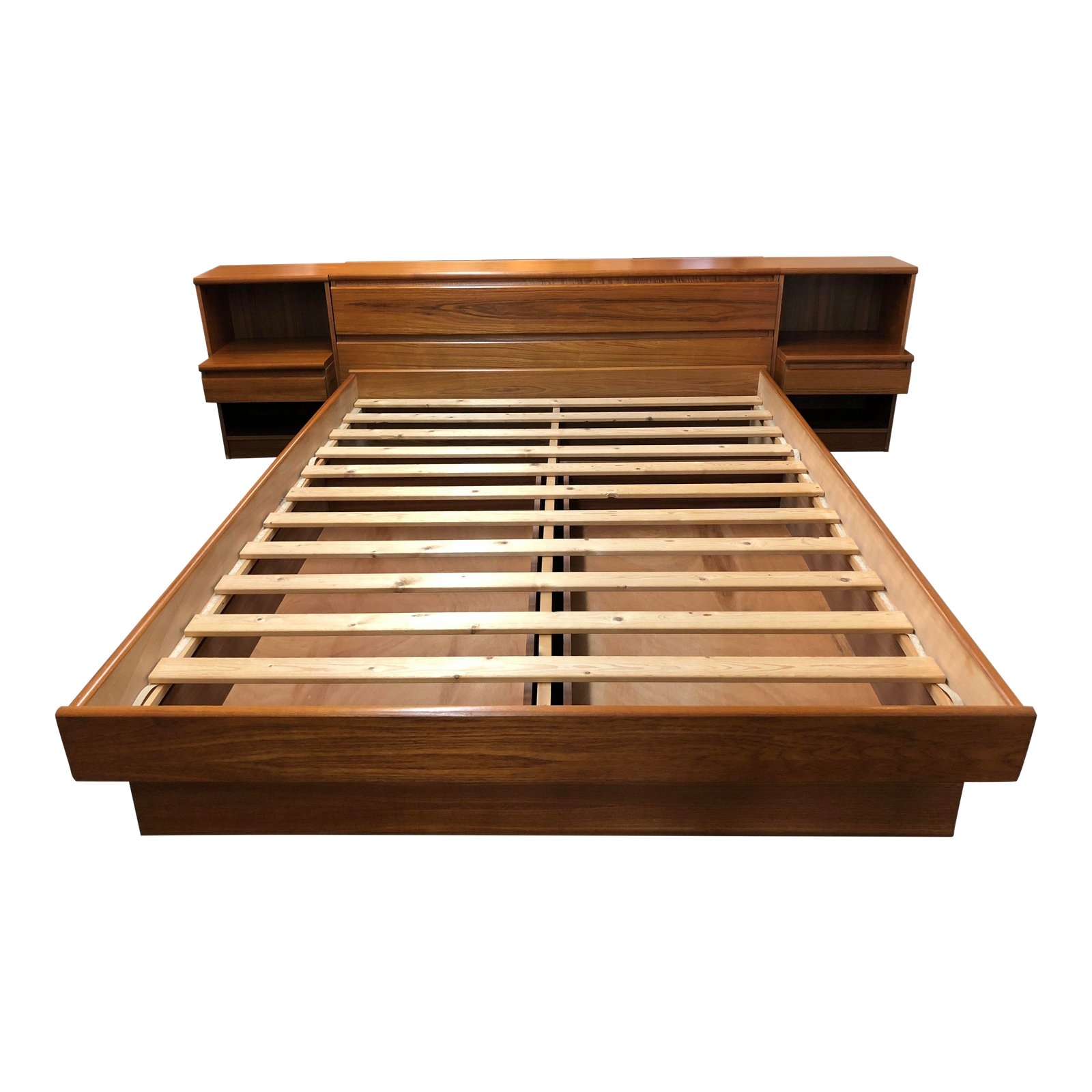 Storage Bed Danish Teak Recessed Base | Danish Queen Bed