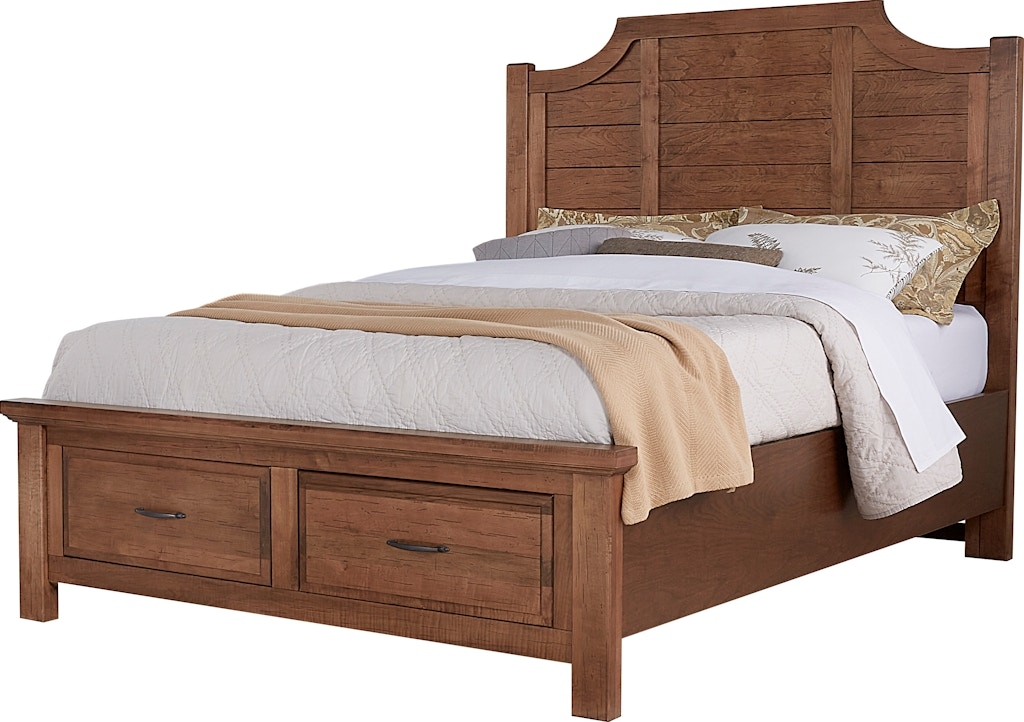Storage Bed with Integrated Drawers and Chestnut Wood