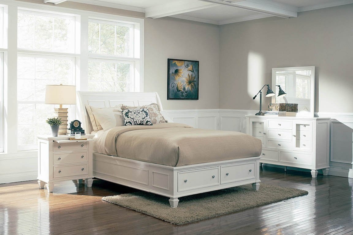 Storage Bedroom Set Integrated Drawers Panel Headboard