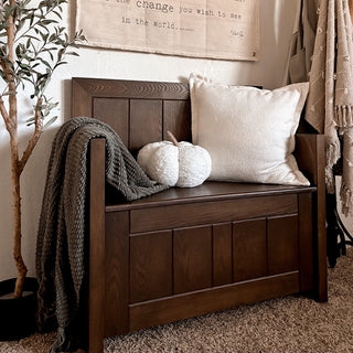 Storage Bench utilizing Vertical Panelling Wood Entryway Chest