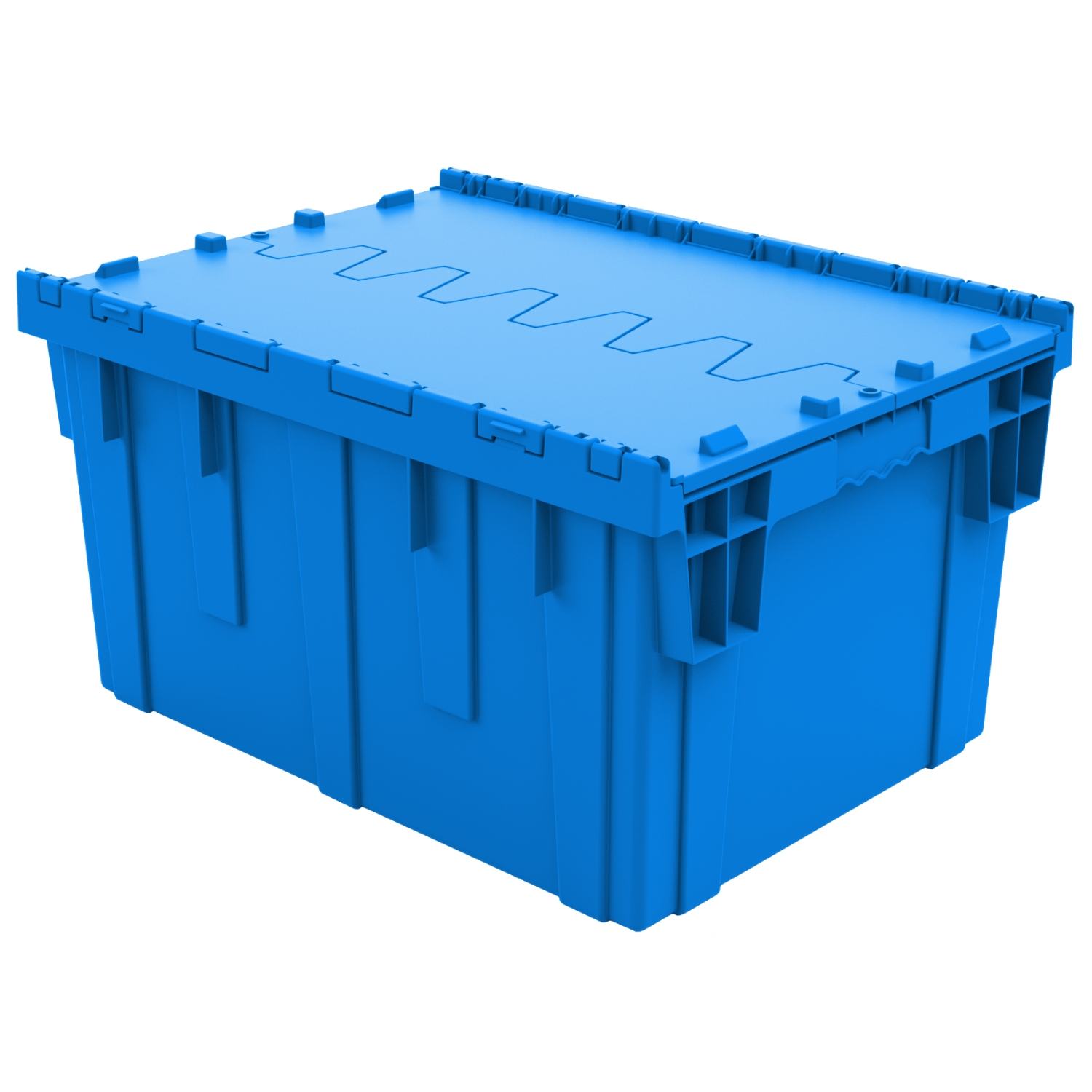Storage Bin: Vibrant Blue Finish with Interlocking Lid Teeth