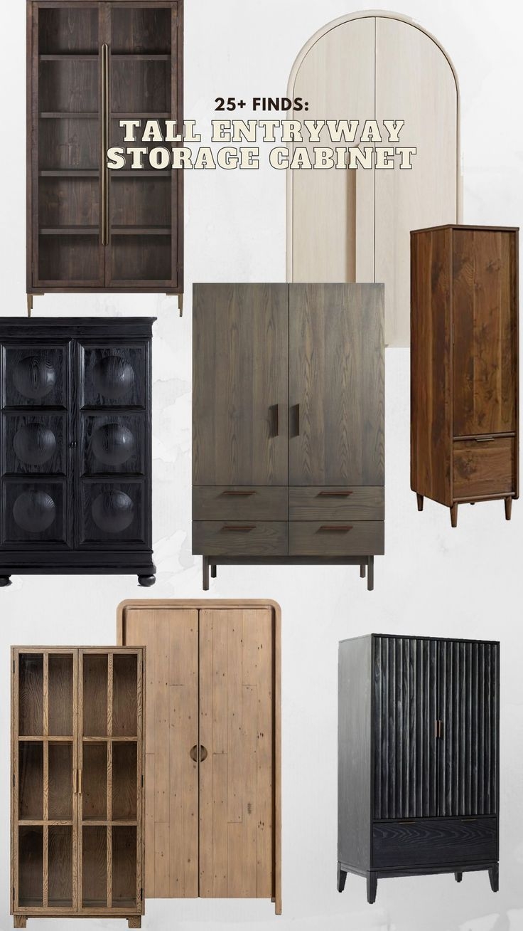 Storage Cabinet Espresso Brown Arched Silhouette Textured Armoire