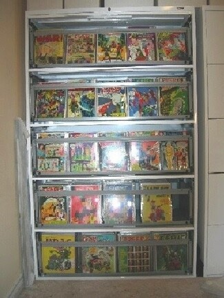 Storage Cabinet White Tiered Media Display Retaining Bars