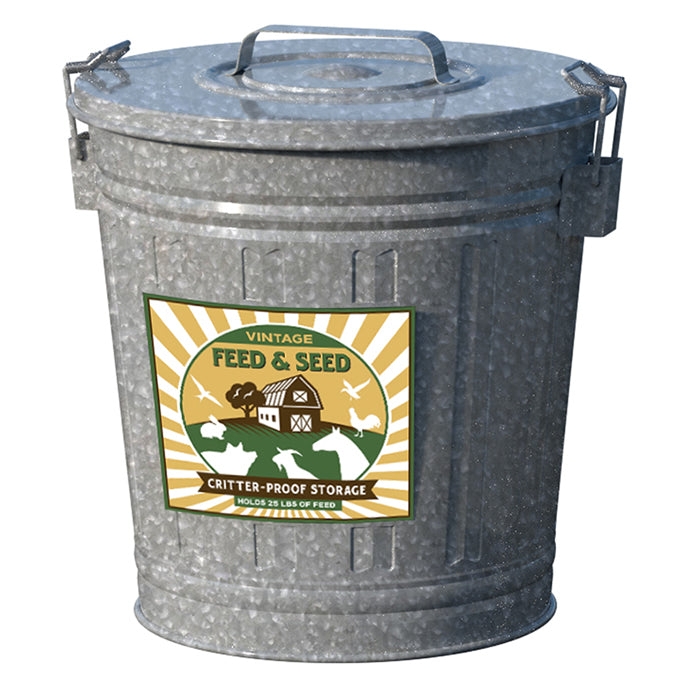 Storage Canister: Galvanized Finish with Farm Animal Graphic