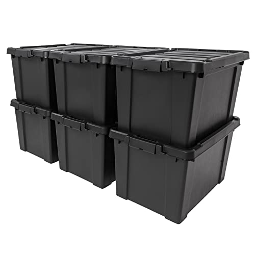 Storage Containers: Matte Black Latching Lids for Garage Storage