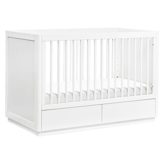 Storage Crib Crisp White Minimalist with Solid Side Panels
